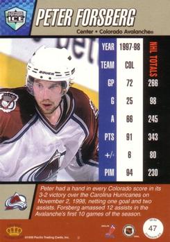 1998-99 Pacific Dynagon Ice #47 Peter Forsberg Back