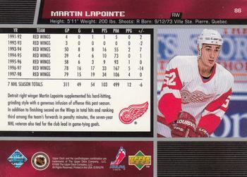 1998-99 Upper Deck #86 Martin Lapointe Back