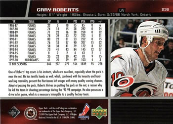 1998-99 Upper Deck #236 Gary Roberts Back