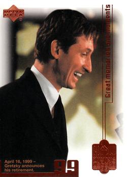 1999 Upper Deck Wayne Gretzky Living Legend #96 Wayne Gretzky (Announces Retirement) Front