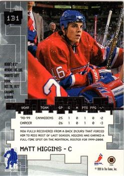 1999-00 Be a Player Millennium Signature Series #131 Matt Higgins Back