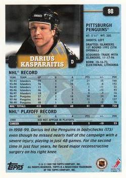 1999-00 Topps #98 Darius Kasparaitis Back
