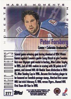 1999-00 Topps #277 Peter Forsberg Back