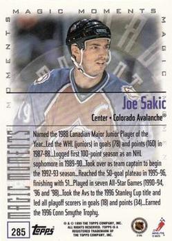 1999-00 Topps #285 Joe Sakic Back