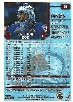1999-00 Topps #16 Patrick Roy Back