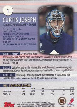 1999-00 Topps Premier Plus #1 Curtis Joseph Back
