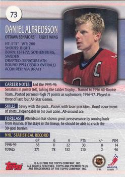 1999-00 Topps Premier Plus #73 Daniel Alfredsson Back