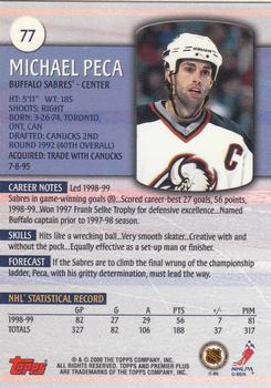 1999-00 Topps Premier Plus #77 Michael Peca Back