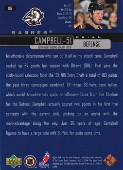 1999-00 Upper Deck #189 Brian Campbell Back