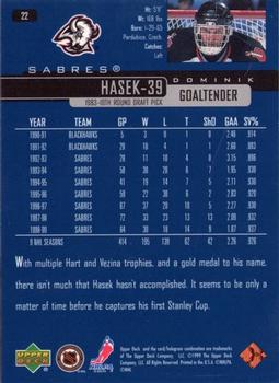 1999-00 Upper Deck #22 Dominik Hasek Back
