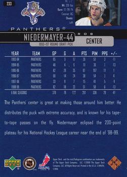 1999-00 Upper Deck #233 Rob Niedermayer Back