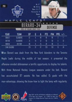 1999-00 Upper Deck #293 Bryan Berard Back