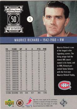 1999-00 Upper Deck Century Legends #5 Maurice Richard Back