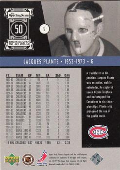 1999-00 Upper Deck Century Legends #9 Jacques Plante Back