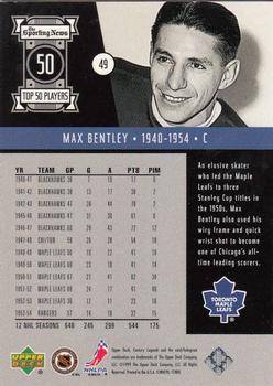 1999-00 Upper Deck Century Legends #49 Max Bentley Back