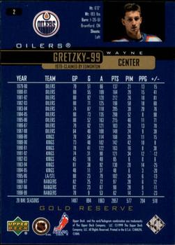 1999-00 Upper Deck Gold Reserve #2 Wayne Gretzky Back