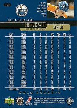 1999-00 Upper Deck Gold Reserve #5 Wayne Gretzky Back
