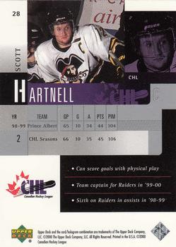 1999-00 Upper Deck Prospects #28 Scott Hartnell Back
