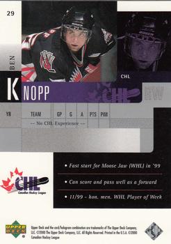 1999-00 Upper Deck Prospects #29 Ben Knopp Back