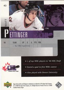 1999-00 Upper Deck Prospects #43 Matt Pettinger Back