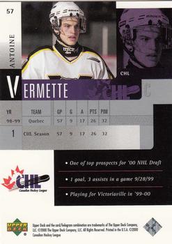 1999-00 Upper Deck Prospects #57 Antoine Vermette Back