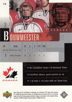 1999-00 Upper Deck Prospects #74 Jay Bouwmeester Back