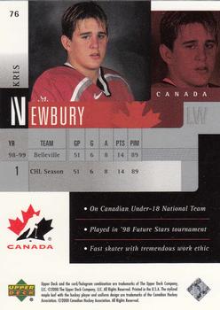 1999-00 Upper Deck Prospects #76 Kris Newbury Back
