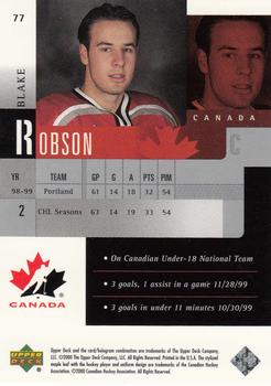 1999-00 Upper Deck Prospects #77 Blake Robson Back