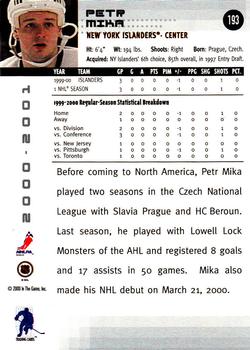 2000-01 Be a Player Memorabilia #193 Petr Mika Back