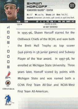 2000-01 Be a Player Memorabilia #511 Shawn Horcoff Back
