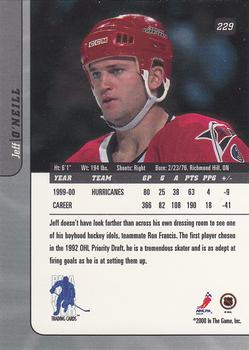 2000-01 Be a Player Signature Series #229 Jeff O'Neill Back