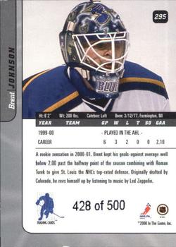 2000-01 Be a Player Signature Series #295 Brent Johnson Back