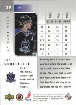 2000-01 SP Game Used #29 Luc Robitaille Back