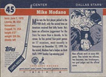 2000-01 Topps Heritage #45 Mike Modano Back