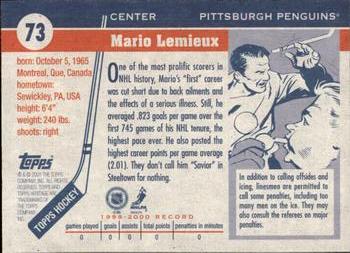 2000-01 Topps Heritage #73 Mario Lemieux Back