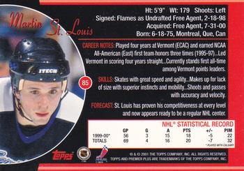 2000-01 Topps Premier Plus #85 Martin St. Louis Back