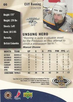 2000-01 Upper Deck Heroes #66 Cliff Ronning Back