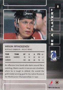 2001-02 Be a Player Memorabilia #9 Maxim Afinogenov Back