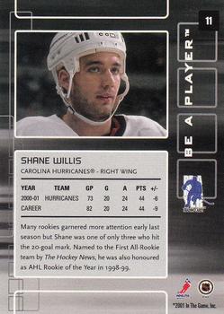 2001-02 Be a Player Memorabilia #11 Shane Willis Back