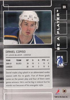 2001-02 Be a Player Memorabilia #23 Daniel Corso Back
