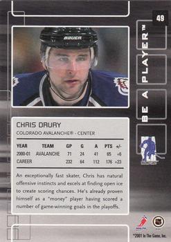2001-02 Be a Player Memorabilia #49 Chris Drury Back