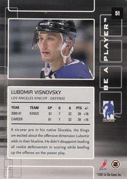 2001-02 Be a Player Memorabilia #51 Lubomir Visnovsky Back