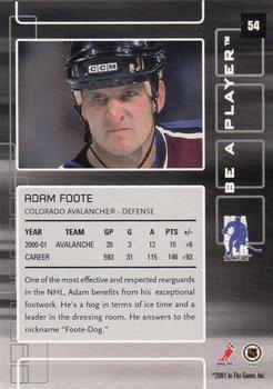 2001-02 Be a Player Memorabilia #54 Adam Foote Back