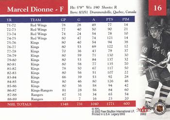 2001-02 Fleer Legacy #16 Marcel Dionne Back