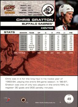 2001-02 Pacific #49 Chris Gratton Back