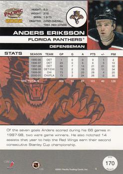 2001-02 Pacific #170 Anders Eriksson Back
