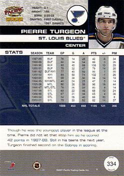 2001-02 Pacific #334 Pierre Turgeon Back