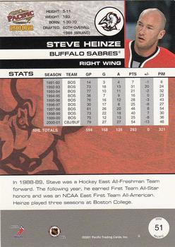 2001-02 Pacific #51 Steve Heinze Back