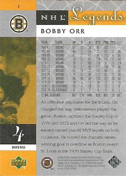 2001-02 Upper Deck Legends #1 Bobby Orr Back