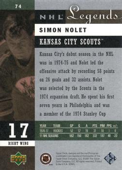2001-02 Upper Deck Legends #74 Simon Nolet Back